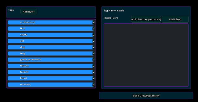 screenshot of an application used to show random reference images for drawing practice